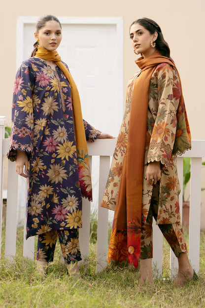 BAROQUE - 3PC KARANDI PRINTED SHIRT WITH KARANDI PRINTED DUAPTTA AND TROUSER  -BIC-1005