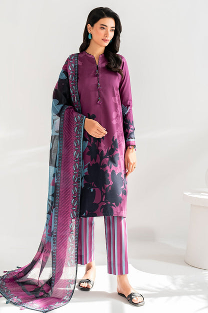 Jazmin-3pc Kranadi Print Shirt With Karandi Print Shawl And Trouser-BIC-