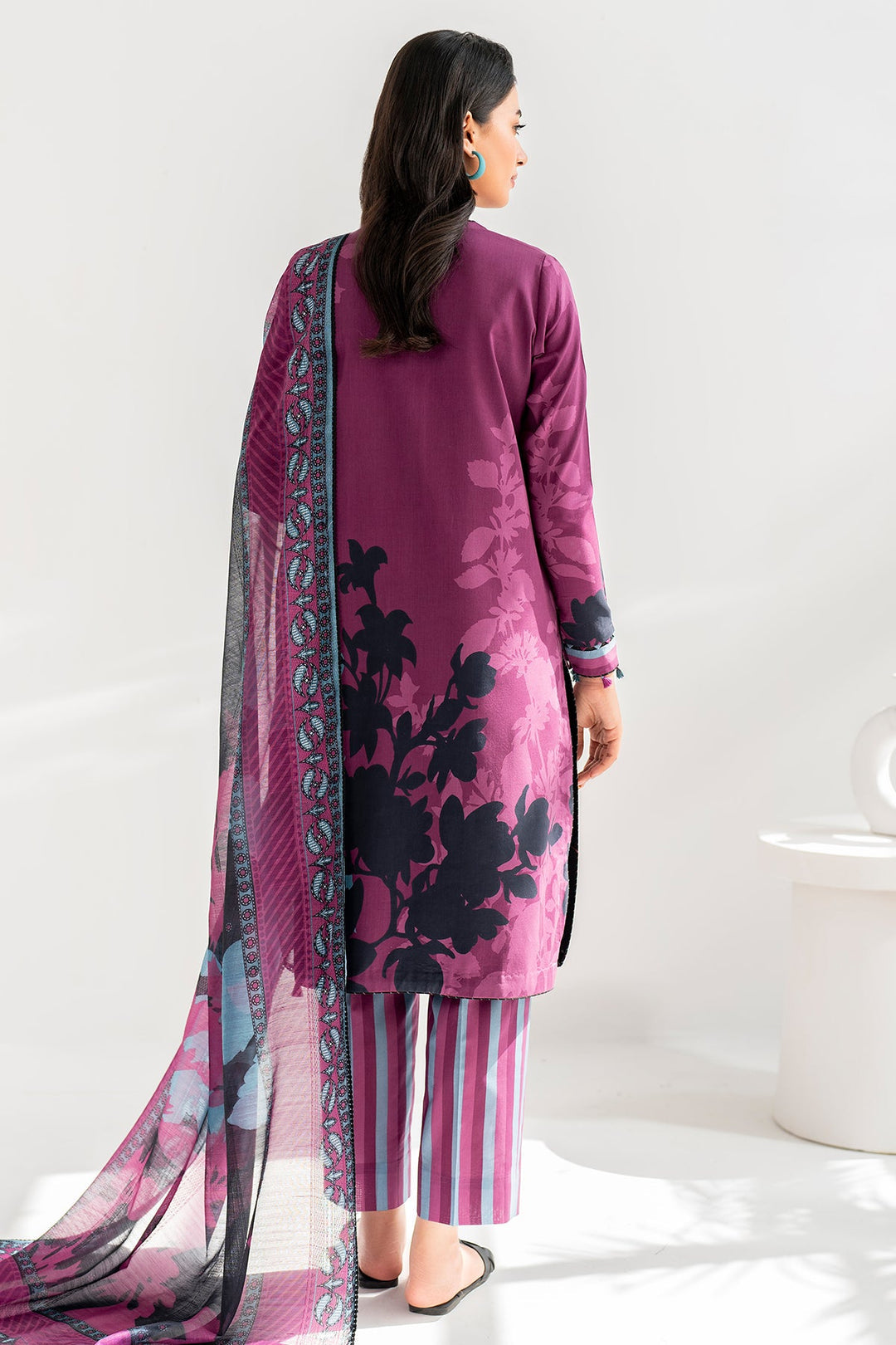 Jazmin-3pc Kranadi Print Shirt With Karandi Print Shawl And Trouser-BIC-