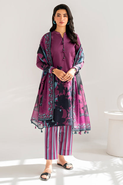 Jazmin-3pc Kranadi Print Shirt With Karandi Print Shawl And Trouser-BIC-