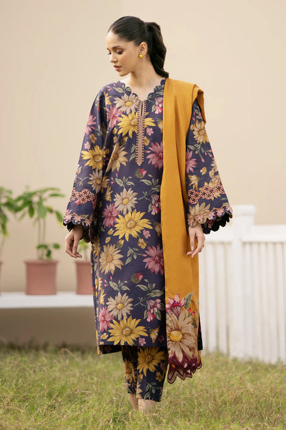 BAROQUE - 3PC KARANDI PRINTED SHIRT WITH KARANDI PRINTED DUAPTTA AND TROUSER  -BIC-1005