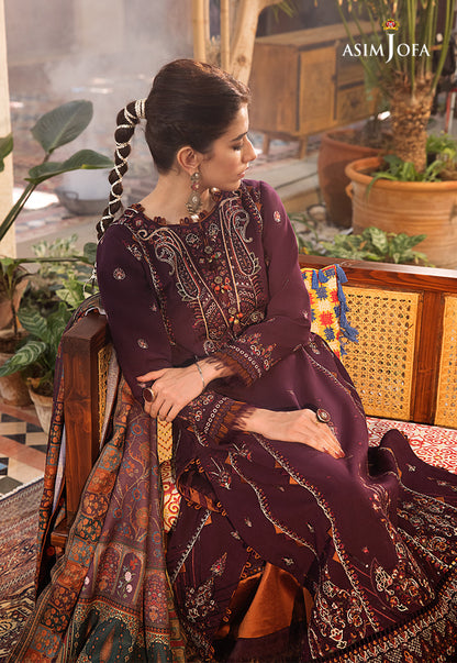 ASIM.JOFA-3PC LAWN EMBROIDERED SHIRT WITH MONARK PRINT DUPATTA AND TROUSER-BIC-3523