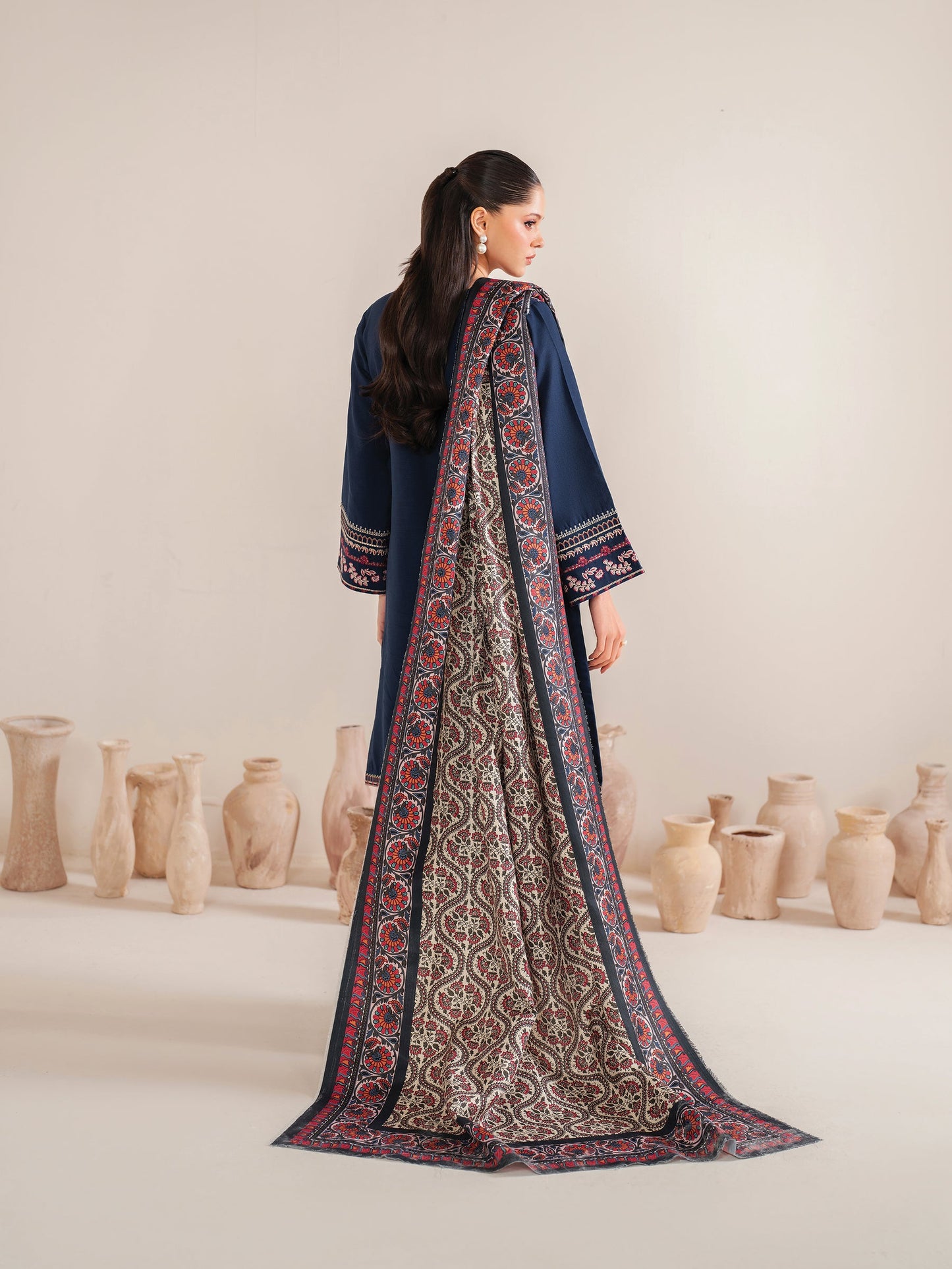 GARNET-3PC LAWN EMBROIDERED SHIRT WITH MONARK PRINT DUPATTA & LAWN TROUSER-3540