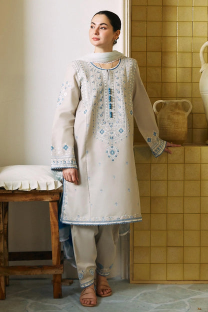 ZAHRA SHAHJAHAN- 3PC LAWN EMBROIDERED SHIRT WITH BAMBER CHIFFON PRINT DUPATTA-BIC-2742