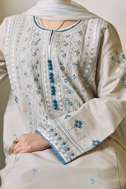 ZAHRA SHAHJAHAN- 3PC LAWN EMBROIDERED SHIRT WITH BAMBER CHIFFON PRINT DUPATTA-BIC-2742