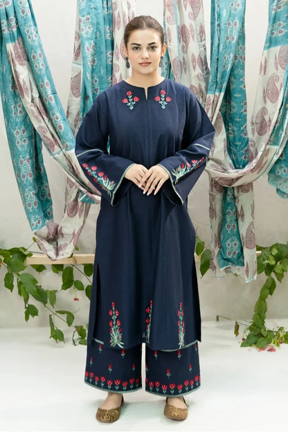 URGE-2PC DHANAK EMBROIDERED SHIRT WITH DHANAK EMBROIDDERED TROUSER-BIC-3397