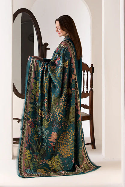 SOBIA NAZIR- 3PC DHANAK EMBROIDERED SHIRT WITH WOOL PRINT SHAWL AND TROUSER-BIC-3359