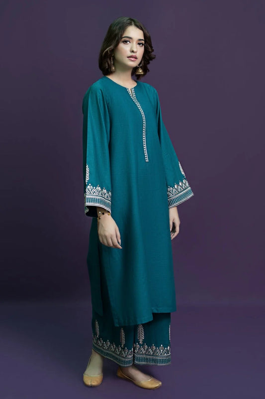 URGE-2PC KHADAR EMBROIDRED SHIRT WITH AND EMBROIDRED TROUSER-BIC-3321