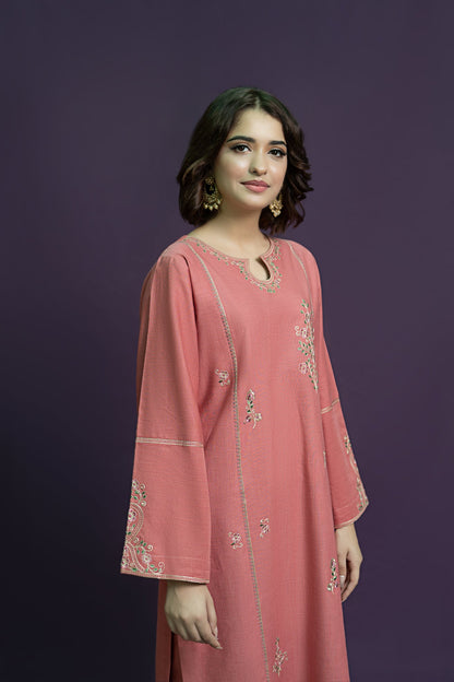 URGE-2PC DHANAK EMBROIDRED SHIRT WITH DHANAK EMBROIDRED TROUSER-BIC-3329