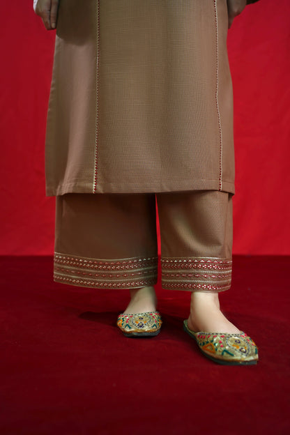 URGE-2PC DHANAK EMBROIDRED SHIRT WITH DHANAK EMBROIDRED TROUSER-BIC-3376