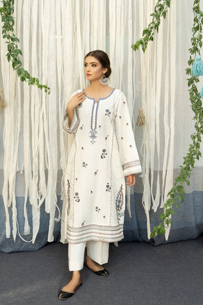 URGE - 3PC DHANAK EMBROIDERED SHIRT WITH COUTURE WOOL SHAWL AND TROUSER-BIC-3112