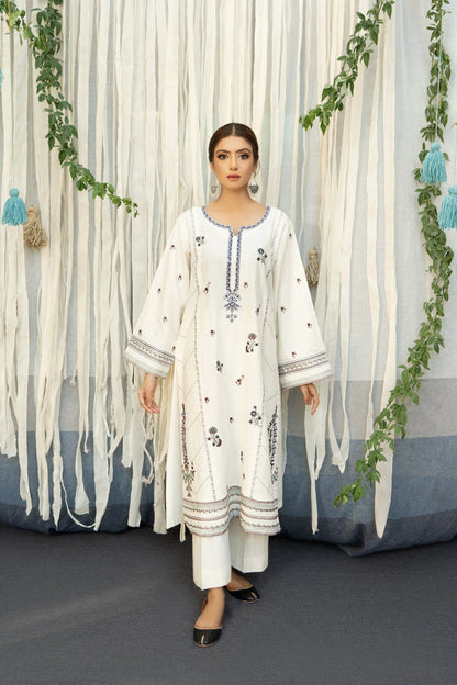 URGE - 3PC DHANAK EMBROIDERED SHIRT WITH COUTURE WOOL SHAWL AND TROUSER-BIC-3112