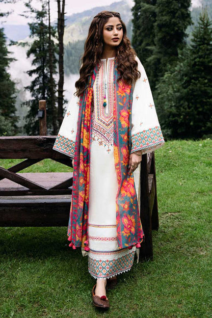 SAPPHIRE-3PC LAWN EMBROIDERED SHIRT WITH MONARK PRINT DUPATTA AND LAWN TROUSER-BIC-3573