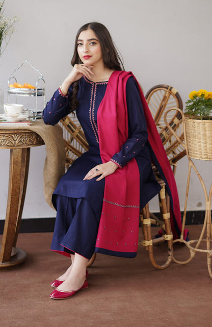 AISLING 3PC DHANAK EMBROIDERED WITH DHANAK EMBROIDERED SHAWL -BIC-3181