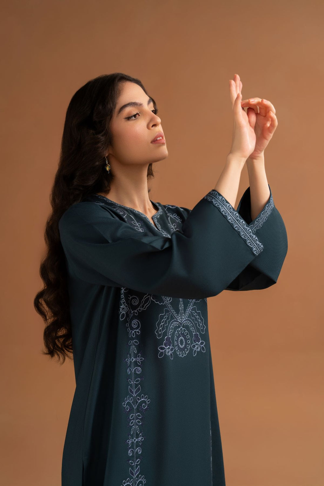 LAZULI-2PC DHANAK EMBROIDRED SHIRT WITH DHANAK TROUSER-BIC-3379