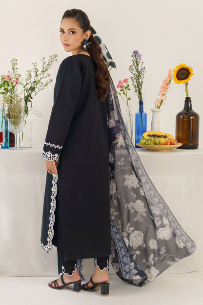 URGE - 3PC DHANAK EMBROIDERED SHIRT WITH  WOOL PRINTED SHAWL AND TROUSER-BIC-3174