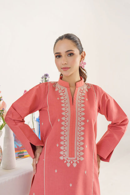 HANA- 3PC KHADAR EMBROIDERED SHIRT WITH COUTURE PRINT SHAWL AND TROUSER-BIC- 3167