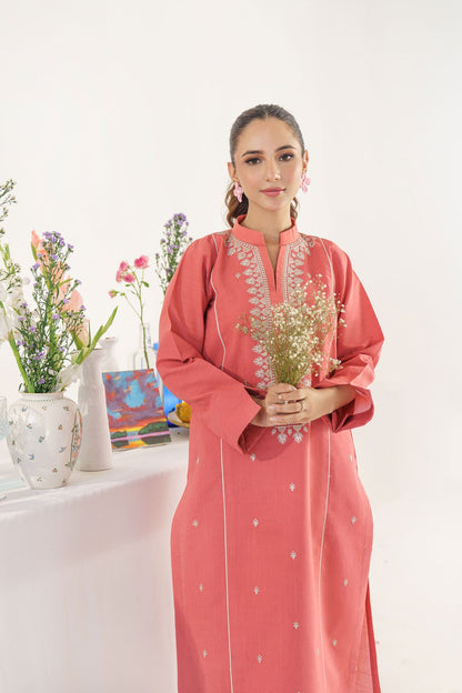 HANA- 3PC KHADAR EMBROIDERED SHIRT WITH COUTURE PRINT SHAWL AND TROUSER-BIC- 3167