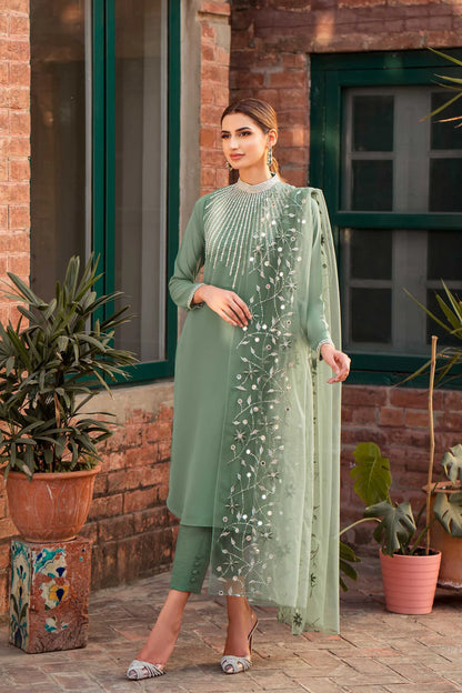 NATASHA KAMAL - 3PC LAWN EMBROIDERED SHIRT WITH ORGANZA EMBROIDERED DUPPATA  AND TROUSER-BIC-2654