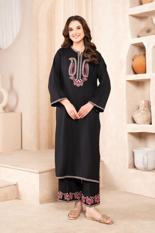 LAZULI-2 PC DHANAK EMBROIDRED SHIRT WITH AND EMBROIDRED  TROUSER-BIC-3311