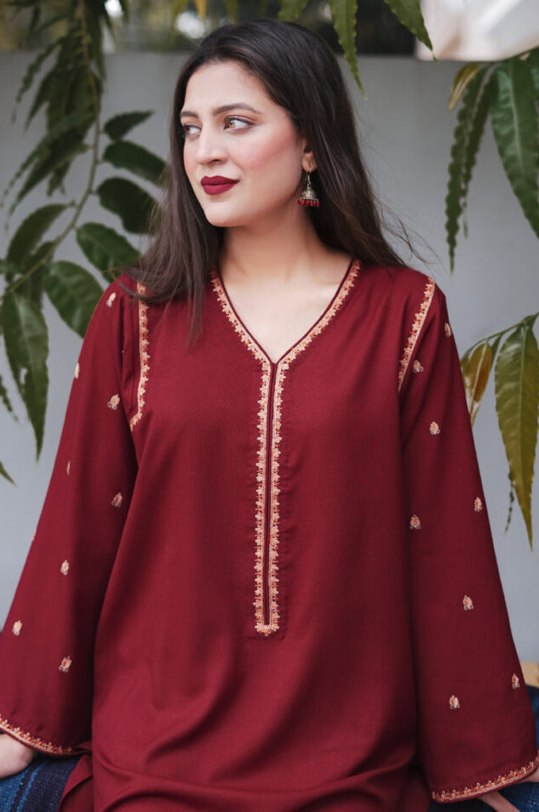 ASLING- 3PC DHANAK EMBROIDERED SHIRT DHANAK EMBROIDERED DUPATTA AND TROUSER-BIC-3183