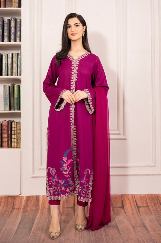 ASIM JOFA-3PC LAWN EMBROIDERED SHIRT WITH BAMBER CHIFFON DUPATTA AND LAWN TROUSER-BIC-3567