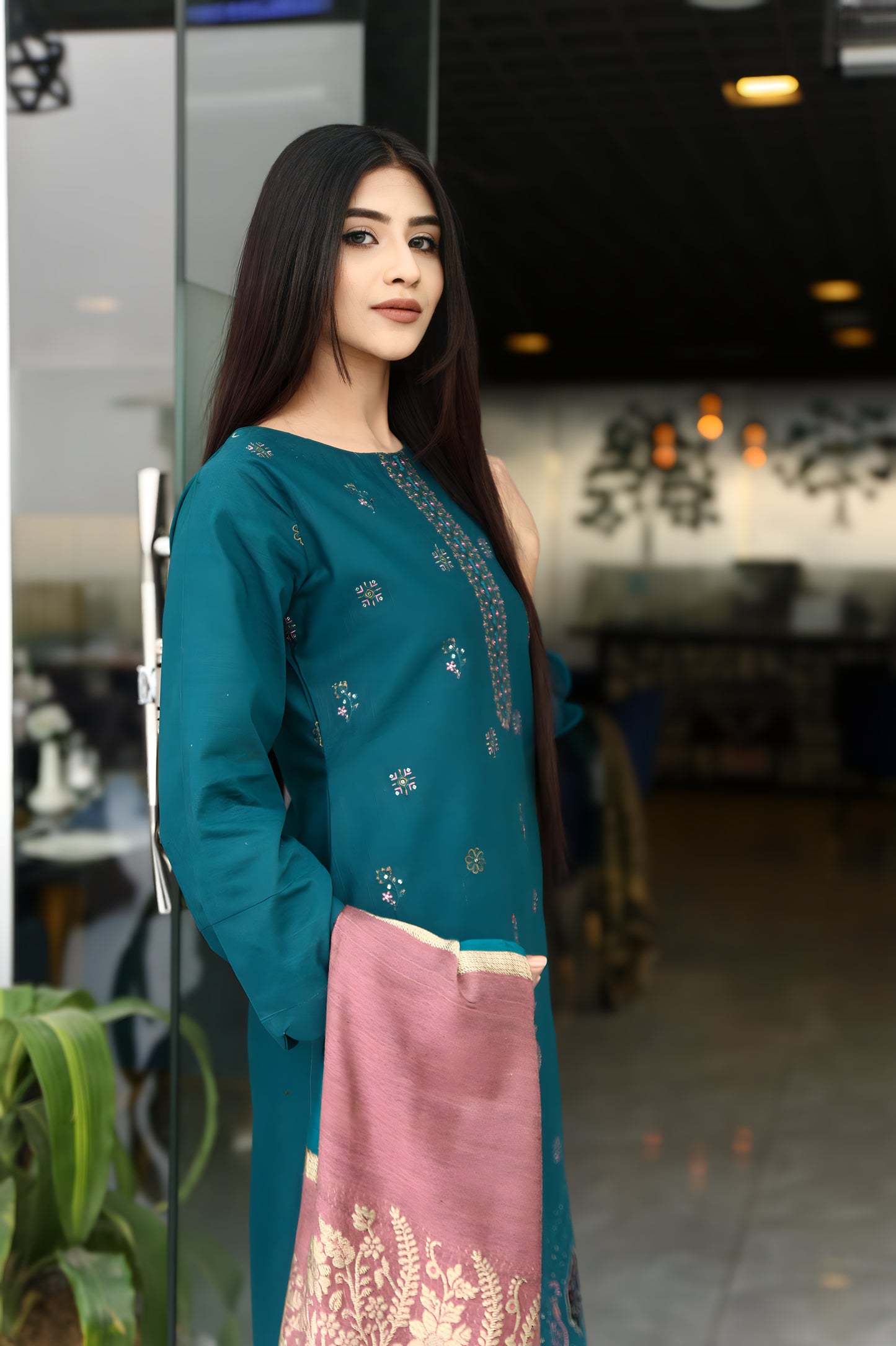 BRANDSINN-3PC KHADDAR CUTWORK EMBROIDERED SHIRT WITH KASHMIRI JACQUARD WOOL SHAWL-BIC-1516