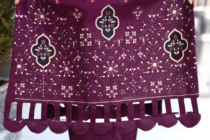 BRANDSINN-3PC KHADDAR CUTWORK EMBROIDERED SHIRT WITH KASHMIRI JACQUARD WOOL SHAWL-BIC-1515