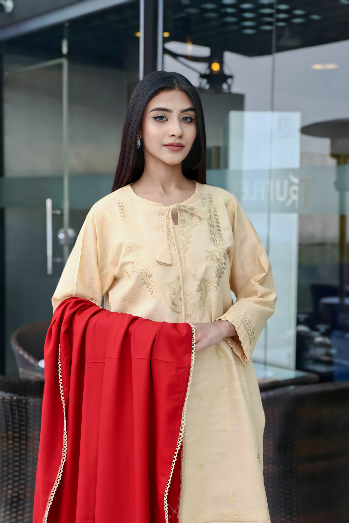 BRANDSINN-3PC KHADAR CUTWORK EMBROIDERED SHIRT WITH I DHANAK EMBROIDERED  WOOL SHAWL-BIC-1512