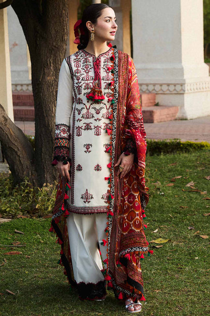 HUSSAIN REHAR- 3PC DHANAK EMBROIDERED SHIRT WITH COUTURE PRINT SHAWL AND TROUSER-BIC- 3160