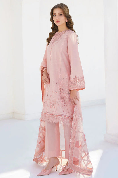 JAZMIN- 3PC LAWN HEAVY EMBROIDERED SHIRT WITH ORGANZA EMBROIDERY DUPATTA-BIC-2756-PEACH