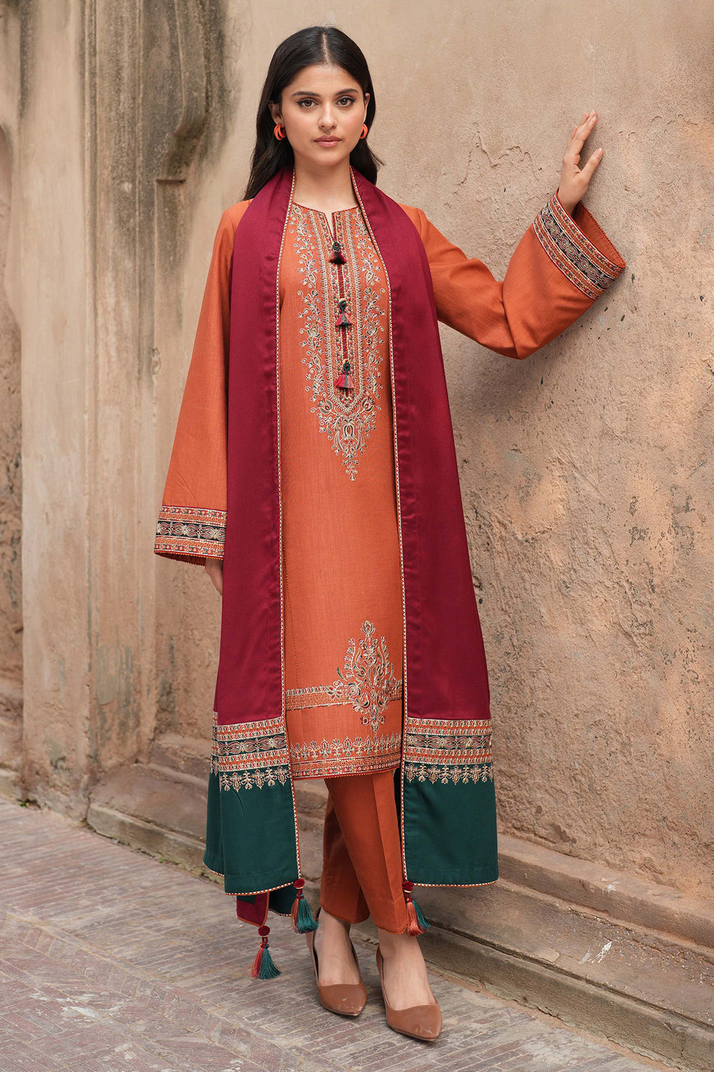 JAZMIN-3PC LAWN EMBROIDERED SHIRT WITH MONARK PRINTED DUPATTA & TROUSER-BIC-3623