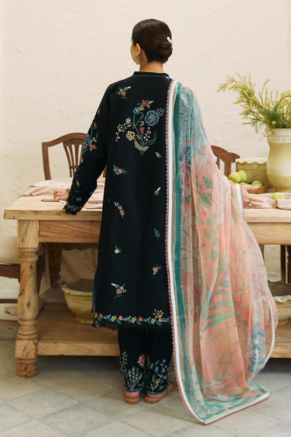 ZAHRA SHAHJAHAN- 3PC DHANAK EMBROIDERED SHIRT WITH WOOL PRINT SHAWL -BIC-3214