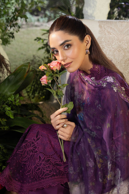 SOBIA NAZIR-3PC LAWN LASERCUT EMBROIDERED SHIRT WITH  MONARK PRINT DUPATTA AND TROUSER BIC-3698