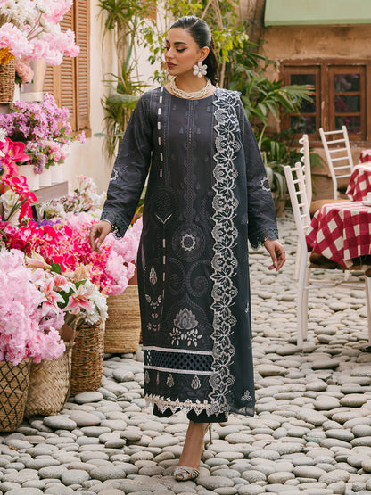 MARIA B- 3PC LAWN CHIKENKARI EMBROIDERED SHIRT WITH CHIFFON EMBROIDERED DUPATTA AND TROUSER-BIC-2832