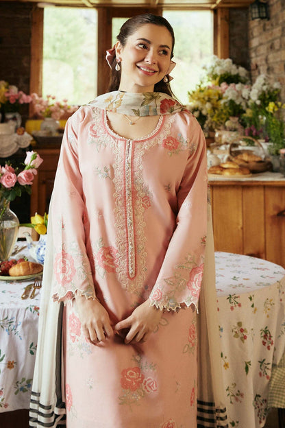 ZAHRA SHAHJAHAN- 3PC LAWN EMBROIDERED SHIRT WITH DIAMOND PRINT DUPATTA-BIC-2852