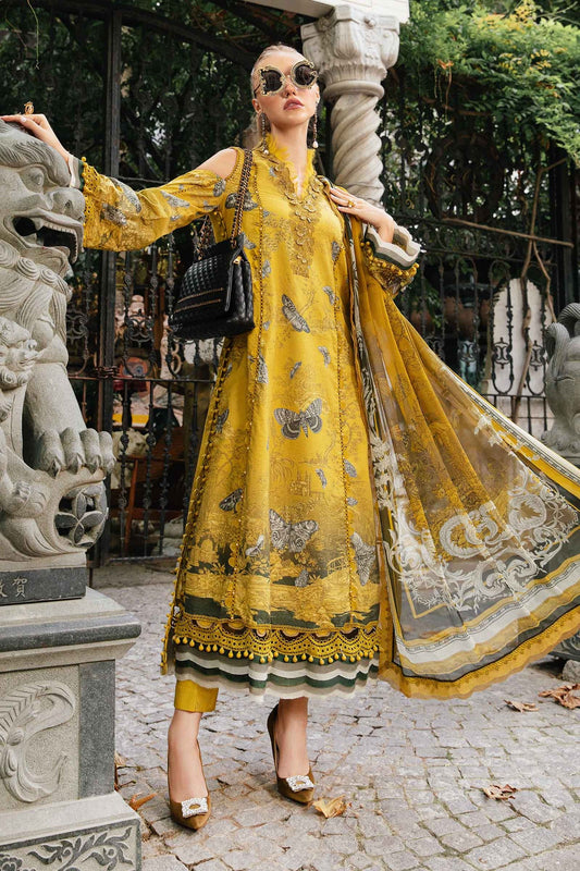 MARIA B- 3PC KARANDI PRINTED EMBROIDERED SHIRT WITH KARANDI PRINTED SHAWL AND KARANDI PRINTED TROUSER-BIC-3260