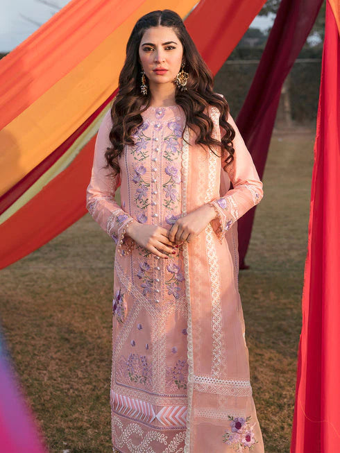 PARISHAY-3PC LAWN EMBROIDERED SHIRT WITH ORGANZA EMBROIDERED DUPATTA-BIC-3507