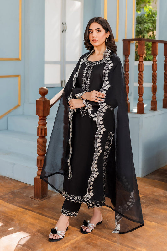 HANA - 3PC DHANAK EMBROIDERED WITH ORGANZA EMBROIDERED DUPPATTA - BIC-3306