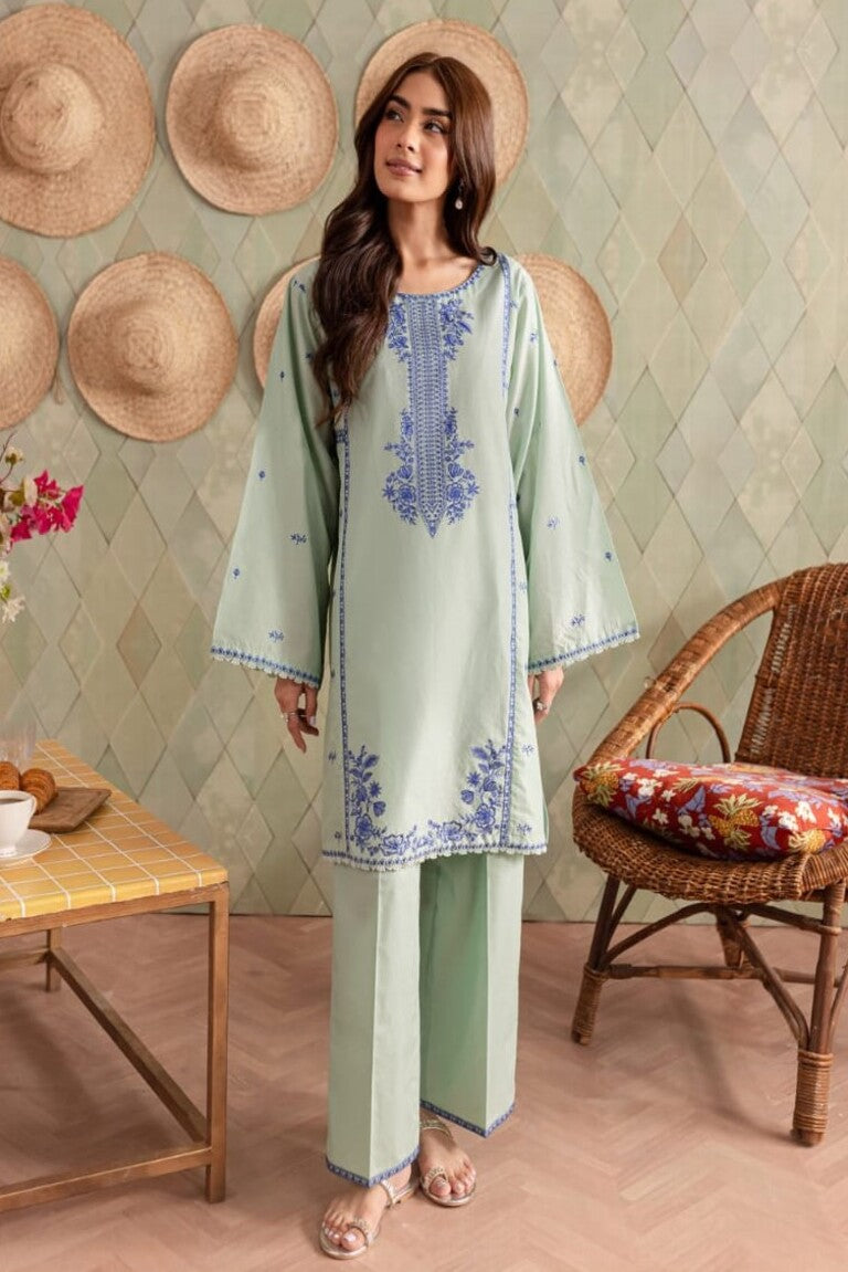 JAMIZ-2PC DHANAK EMBROIDRED SHIRT WITH AND TROUSER-BIC-3282