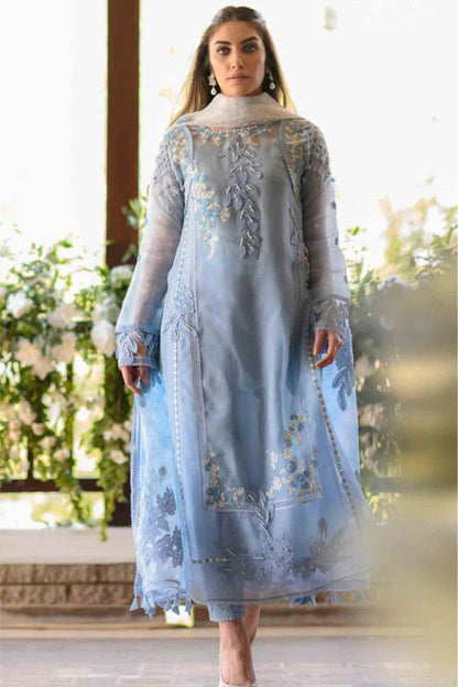 AZURE- ORGANZA HEAVY EMBROIDERED SHIRT WITH ORGANZA EMBROIDERED DUPATTA AND LAWN INNER -BIC-