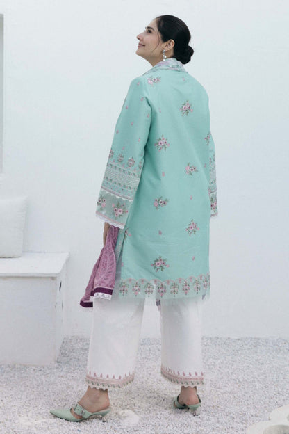 ZAHRA SHAHJAHAN- 3PC LAWN EMBROIDERED SHIRT WITH MONARK PRINT DUPATTA-BIC-3640