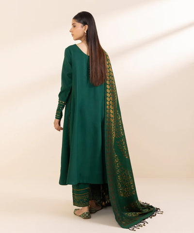 SAPPHIRE - 3PC DHANAK EMBROIDERED SHIRT WITH WOOL PRINTED SHAWL & TROUSER-BIC-3391