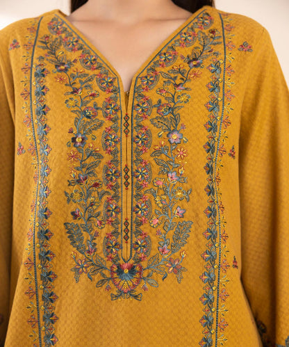 SAPPHIRE- 3PC DHANAK EMBROIDERED SHIRT WITH DHANAK EMBROIDERED SHAWL AND TROUSER-BIC-3374