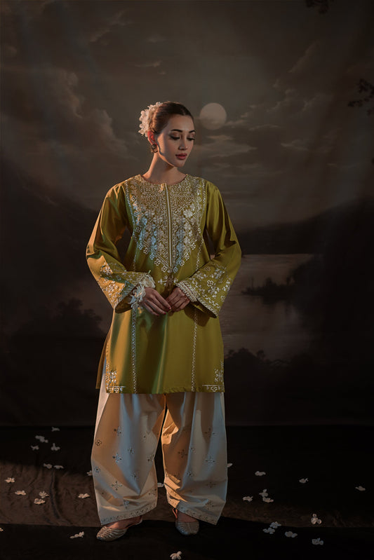 URGE-2PC SEQUIN LAWN EMBROIDERED SHIRT WITH SEQUIN LAWN EMBROIDERED TROUSER-BIC-3481