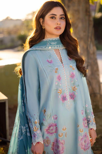 ZAHA - 3PC LAWN EMBROIDERED SHIRT WITH DIAMOND PRINTED DUPATTA AND TROUSER-BIC-2781