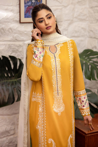 ZAHA - 3PC LAWN EMBROIDERED SHIRT WITH DIAMOND PRINTED DUPATTA AND TROUSER-BIC-2778-Y