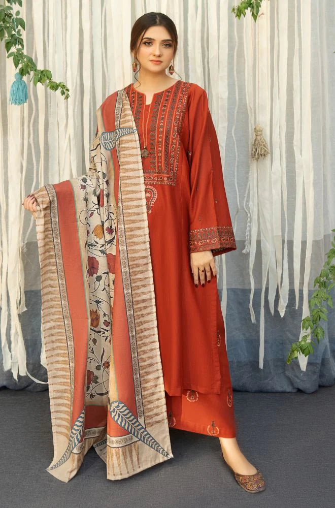 URGE - 3PC LAWN EMBROIDERED SHIRT WITH COTTON SILK PRINT DUPATTA AND TROUSER-BIC-2692
