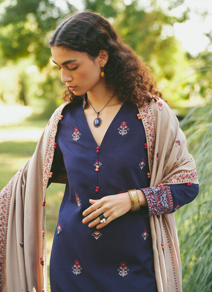 MARIA B- 3PC DHANAK EMBROIDERED SHIRT WITH DHANAK EMBROIDERED SHAWL -BIC-3115