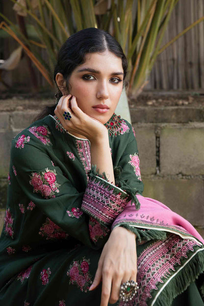 ZARA SHAHJAHAN - 3PC VISCOUS EMBROIDERD SHIRT WITH WOOL PRINTED SHAWL AND TROUSER-BIC-1144